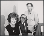 Ethel Merman, Irving Berlin, and Dorothy Fields during rehearsal for the stage production Annie Get Your Gun