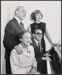 (Clockwise from upper left) Richard Rodgers, Ethel Merman, Irving Berlin, and Dorothy Fields during rehearsal for the stage production Annie Get Your Gun