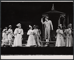 Benay Venuta (third from left), Jerry Orbach (center), and cast in the stage production Annie Get Your Gun