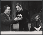 Unidentified actor, Richard Burton, and Robert Milli in the stage production Hamlet