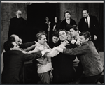 Foreground: John Cullum, Michael Ebert, Richard Burton, Geoff Garland, Robert Milli; background: Barnard Hughes, Eileen Herlie, Alfred Drake; and company in the stage production Hamlet