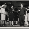 Nancy Dussault (far left), Herschel Bernardi, and unidentified actresses in the stage production Bajour