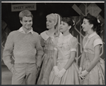 Michael J. Pollard, Susan Watson (center), and unidentified actresses in the stage production Bye Bye Birdie