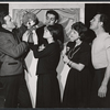 Unidentified man, Jerry Orbach, Anna Maria Alberghetti, Kaye Ballard, and James Mitchell in rehearsal for the stage production Carnival!