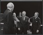 Larry Gates, Joel Crothers, John Randolph, Van Heflin and unidentified in the stage production A Case of Libel