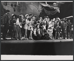 Carmen Mathews, Angela Lansbury, Jane Connell [center] and ensemble in the stage production Dear World