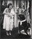 Carol Burnett and trained animal Smaxie [sea lion] in the stage production Fade Out - Fade In