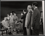 Lonny Chapman, Dolores Sutton, William Bendix, Ann Harding, John Leslie, Tim O'Connor and unidentified others in the stage production General Seeger