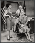 Dolores Sutton, William Bendix and Ann Harding in the stage production General Seeger