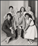 Judy Guyll, Pat Finley, James Harwood, Jane A. Johnston, Saralou Cooper and Dawn Hampton in the stage production Greenwich Village USA