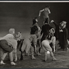 John Megna (on top of man's shoulders) and company in the stage production Greenwillow