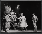Arny Freeman [at left], Joseph Campanella [at center in dark suit], Judy Holliday [center], Joe Bova [at right] and unidentified others in the stage production Hot Spot