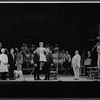 Judy Holliday [center], Joseph Campanella [holding Holliday at left], Arny Freeman [far left in white jacket], Howard Freeman [right in white suit], George Furth [second from right holding briefcase] and ensemble in the stage production Hot Spot