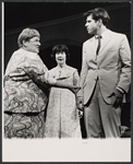 Charlotte Jones, Lucie Lancaster and Tony Roberts in the stage production How Now Dow Jones