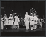 Madeline Kahn [right foreground in nurse uniform], Fran Stevens [left of her], Sammy Smith [right of her] and unidentified others in the pre-Broadway tryout of the stage production How Now Dow Jones