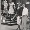 Rudy Vallee, Robert Morse and ensemble in the stage production How to Succeed in Business Without Really Trying