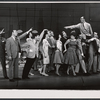 Paul Reed, Rudy Vallee [left], Charles Nelson Reilly [top] and ensemble in the stage production How to Succeed in Business Without Really Trying