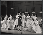 Bonnie Scott, Claudette Sutherland and ensemble in the stage production How to Succeed in Business Without Really Trying