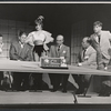 Rudy Vallee, Virginia Martin, Paul Reed, Robert Morse and ensemble in the stage production How to Succeed in Business Without Really Trying