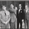 Robert Morse, Rudy Vallee, Paul Reed [right] and unidentified in the stage production How to Succeed in Business Without Really Trying