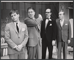 Robert Morse, Rudy Vallee, Paul Reed [right] and unidentified in the stage production How to Succeed in Business Without Really Trying