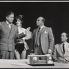 Rudy Vallee, Virginia Martin, Paul Reed and unidentified in the stage production How to Succeed in Business Without Really Trying