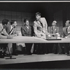 Rudy Vallee, Robert Morse, Paul Reed and ensemble in the stage production How to Succeed in Business Without Really Trying