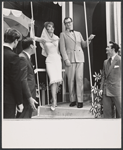 Virginia Martin, Charles Nelson Reilly [center] and ensemble in the stage production How to Succeed in Business Without Really Trying