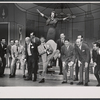 Ruth Kobart (top); Robert Morse, Rudy Vallee, and Paul Reed (center); and ensemble in the stage production How to Succeed in Business Without Really Trying