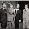 Darryl Hickman, Rudy Vallee and unidentified others in the stage production How to Succeed in Business Without Really Trying