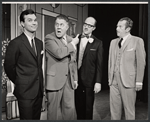 Darryl Hickman, Rudy Vallee and unidentified others in the stage production How to Succeed in Business Without Really Trying