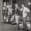 Rudy Vallee, Darryl Hickman [right] and ensemble in the stage production How to Succeed in Business Without Really Trying