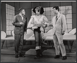 Rudy Vallee, Joy Claussen and Darryl Hickman in the stage production How to Succeed in Business Without Really Trying