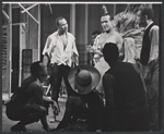 Joe Adams, Ricardo Montalban and unidentified others in the 1957 stage production Jamaica