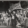 Peter Palmer, Stubby Kaye [center] and unidentified others in the stage production Lil' Abner