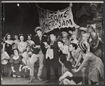 Peter Palmer, Stubby Kaye [center] and unidentified others in the stage production Lil' Abner