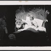Virginia Martin [kneeling by bed], Sid Caesar [in bed] and unidentified others in the 1962 stage production Little Me