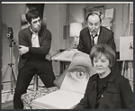 Elliott Gould, Heywood Hale Broun and Ruth White in the 1967 Broadway production of Little Murders