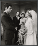 Elliott Gould, Heywood Hale Broun, Ruth White and Barbara Cook in the 1967 Broadway production of Little Murders