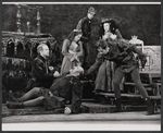 Alfred Drake, Louise Sorel [left], Carmen Mathews, Fritz Weaver [right] and unidentified others in the stage production Lorenzo