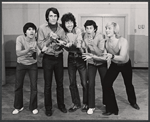 Charlie J. Rodriguez [left], John Bennett Perry [second from left], Rick Podell [second from right] and unidentified others in the stage production Mother Earth