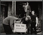 Martin Sheen, Lawrence Pressman, Marc Marno and Alan North in the stage production Never Live Over a Pretzel Factory