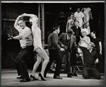 Dennis O'Keefe and ensemble in the stage production Never Live Over a Pretzel Factory