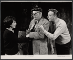 Nancy Franklin, Paul Huber and Dennis O'Keefe in the stage production Never Live Over a Pretzel Factory