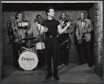 Marc Marno and Panama Francis Quartet in the stage production Never Live Over a Pretzel Factory