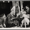 Dennis O'Keefe and ensemble in the stage production Never Live Over a Pretzel Factory