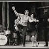 Dennis O'Keefe and ensemble in the stage production Never Live Over a Pretzel Factory