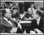 Jose Ferrer, Christopher Lofton (aka Christopher Wines), Hugh Franklin (?), and E.G. Marshall in the television production A Case of Libel