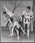 Unidentified dancer, Janice Rule, and Cyril Ritchard in the stage production The Happiest Girl in the World