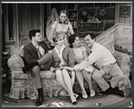 Ken Kercheval, Barbara Barrie, Bonnie Bedelia, Gerald S. O'Loughlin, and Rochelle Oliver (behind sofa) in the stage production Happily Never After